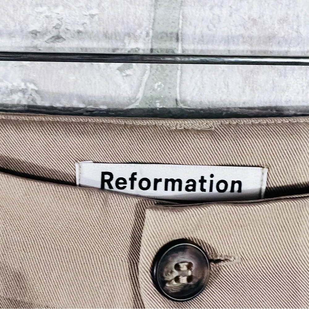 Reformation Mason High Rise Khaki Trousers Size 0P - Picture 10 of 13